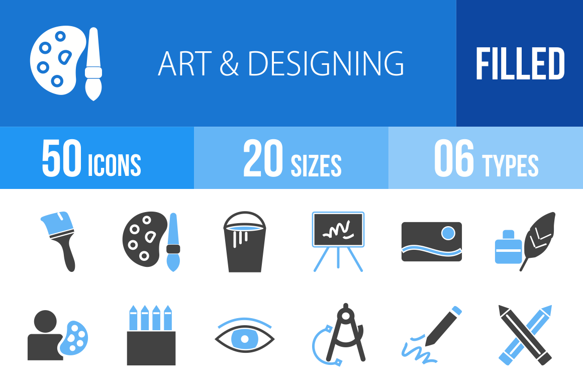 50 Art & Designing Blue & Black Icons - Overview - IconBunny