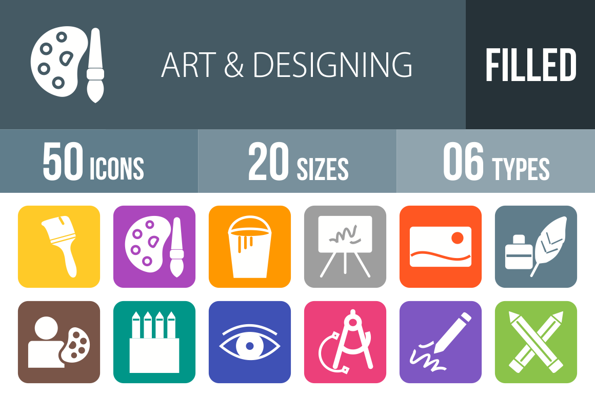50 Art & Designing Flat Round Corner Icons - Overview - IconBunny