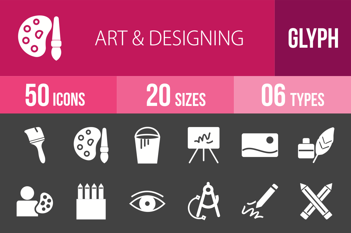 50 Art & Designing Glyph Inverted Icons - Overview - IconBunny