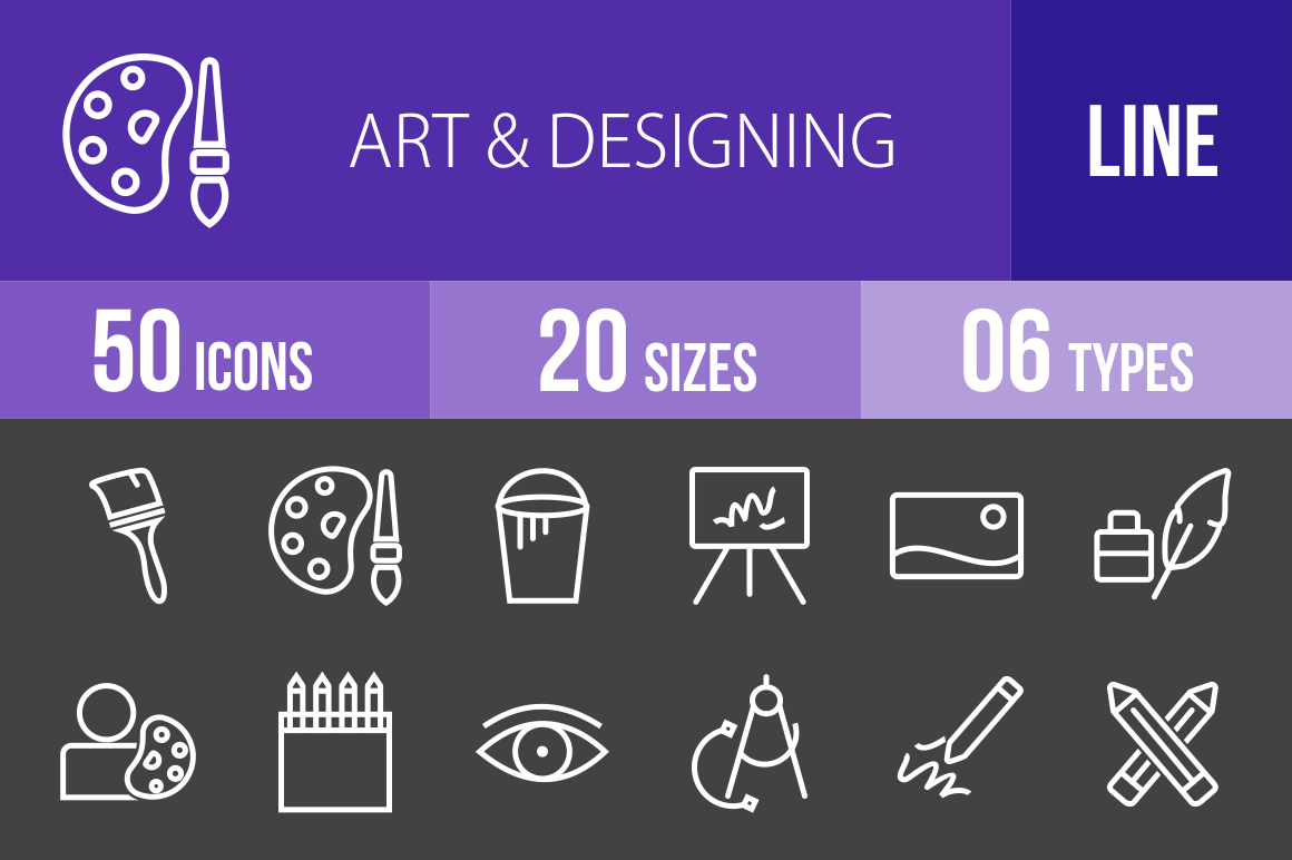50 Art & Designing Line Inverted Icons - Overview - IconBunny