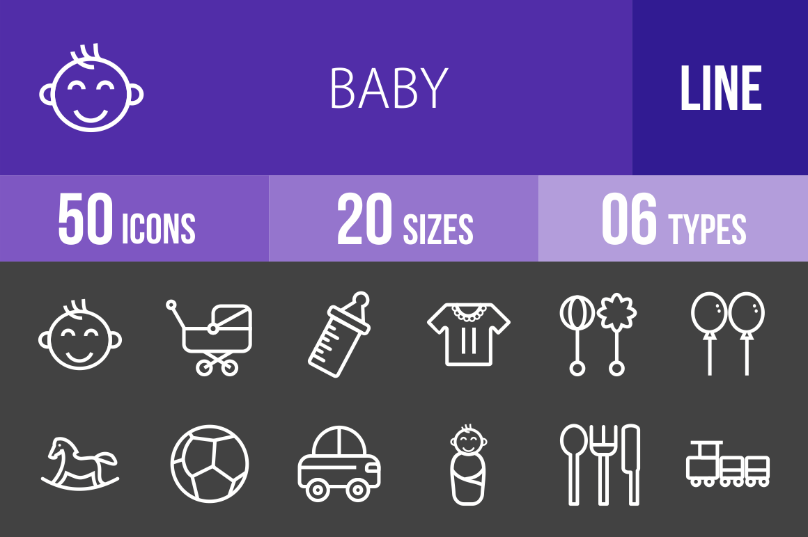 50 Baby Line Inverted Icons - Overview - IconBunny