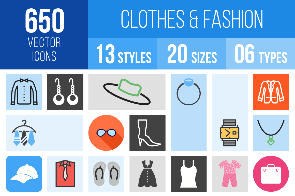 Clothes & Fashion Icons Bundle - Overview - IconBunny