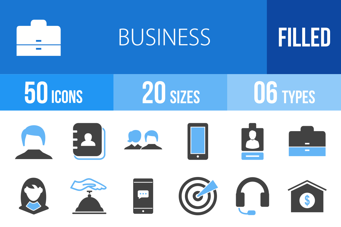 50 Business Blue & Black Icons - Overview - IconBunny