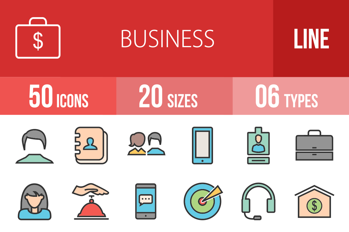 50 Business Line Multicolor Filled Icons - Overview - IconBunny