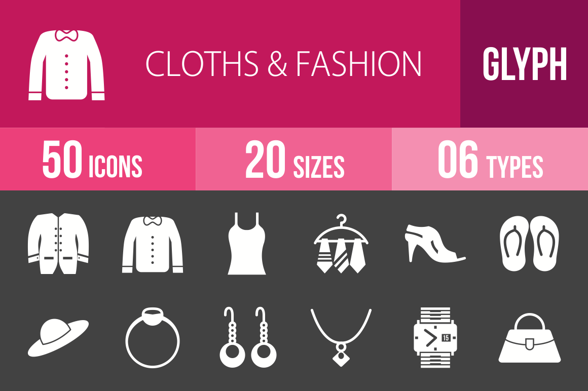 50 Clothes & Fashion Glyph Inverted Icons - Overview - IconBunny