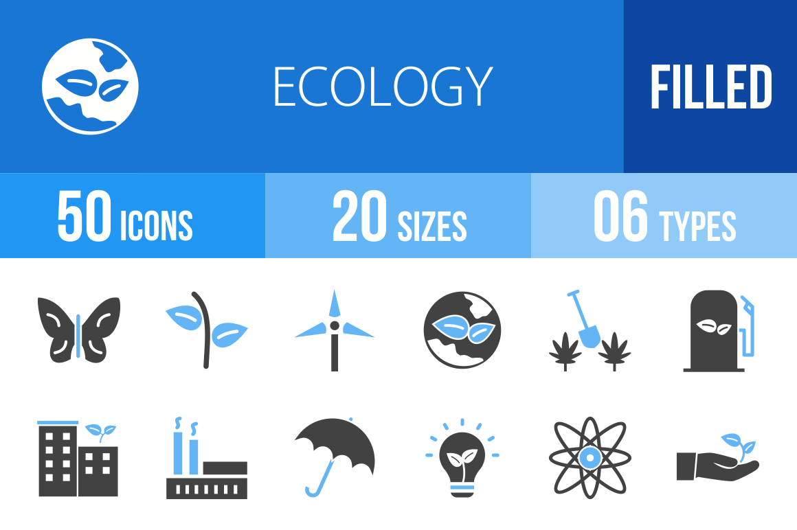50 Ecology Blue Black Icons - Overview - IconBunny