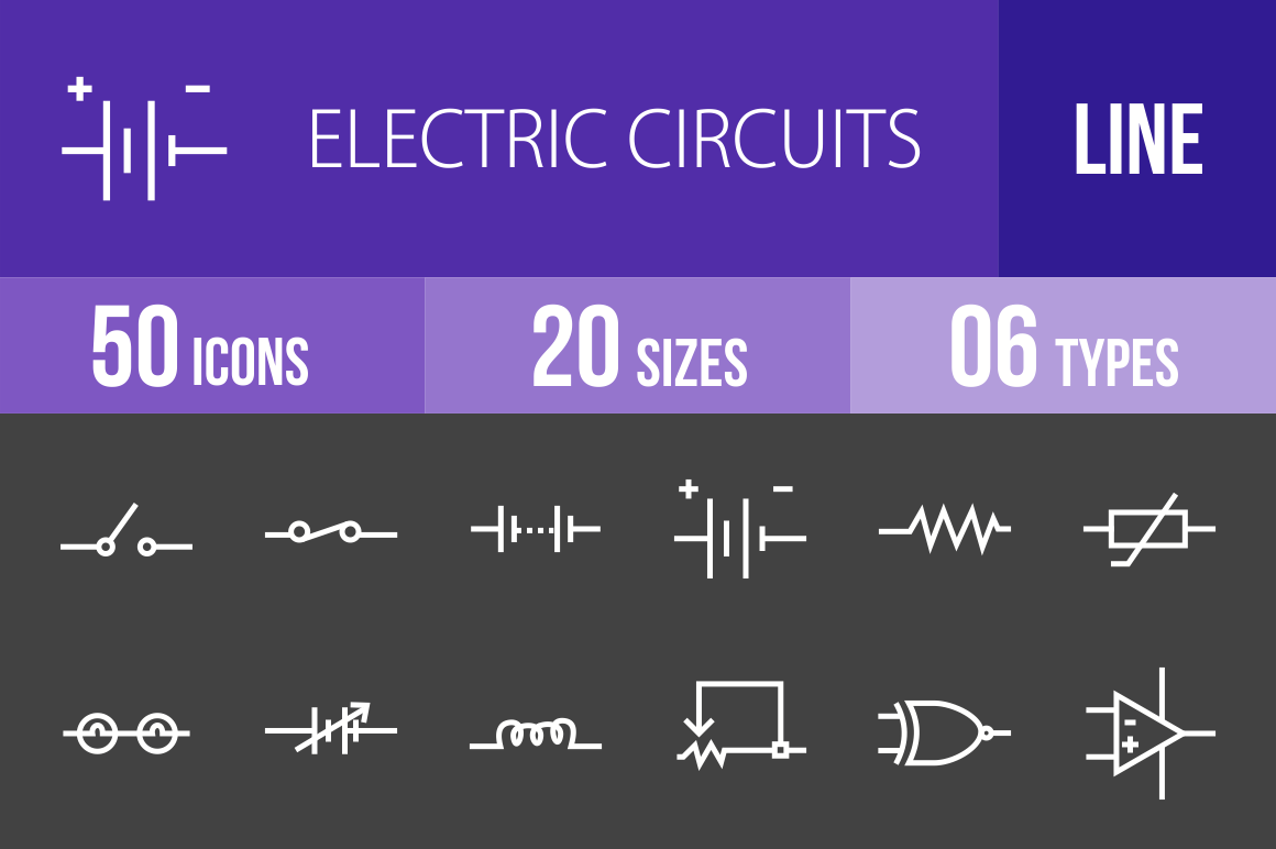 50 Electric Circuits Line Inverted Icons - Overview - IconBunny