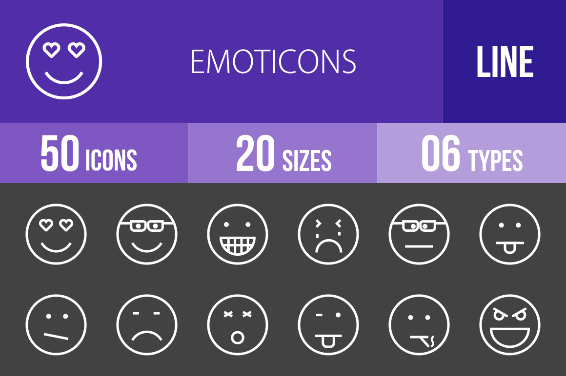 50 Emoticons Line Inverted Icons - Overview - IconBunny