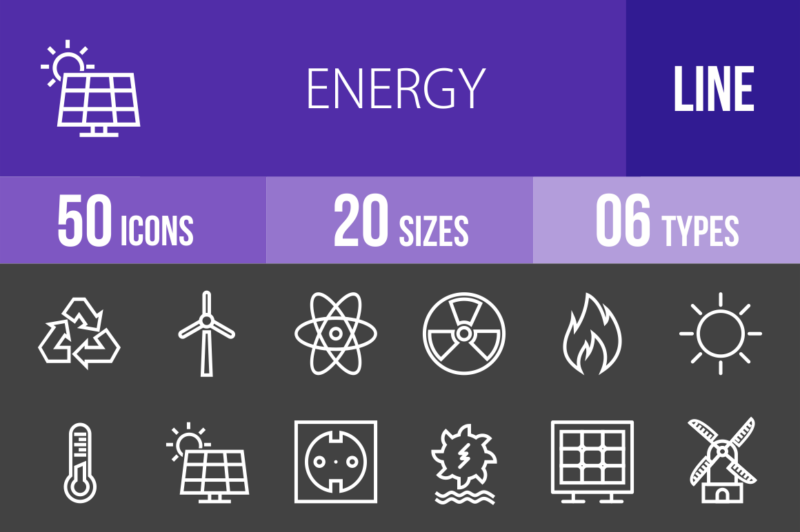 50 Energy Line Inverted Icons - Overview - IconBunny