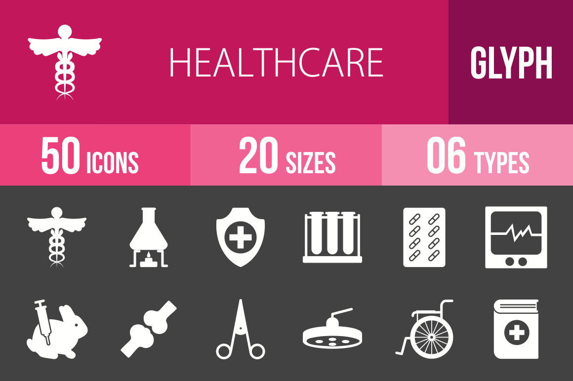 50 Healthcare Glyph Inverted Icons - Overview - IconBunny