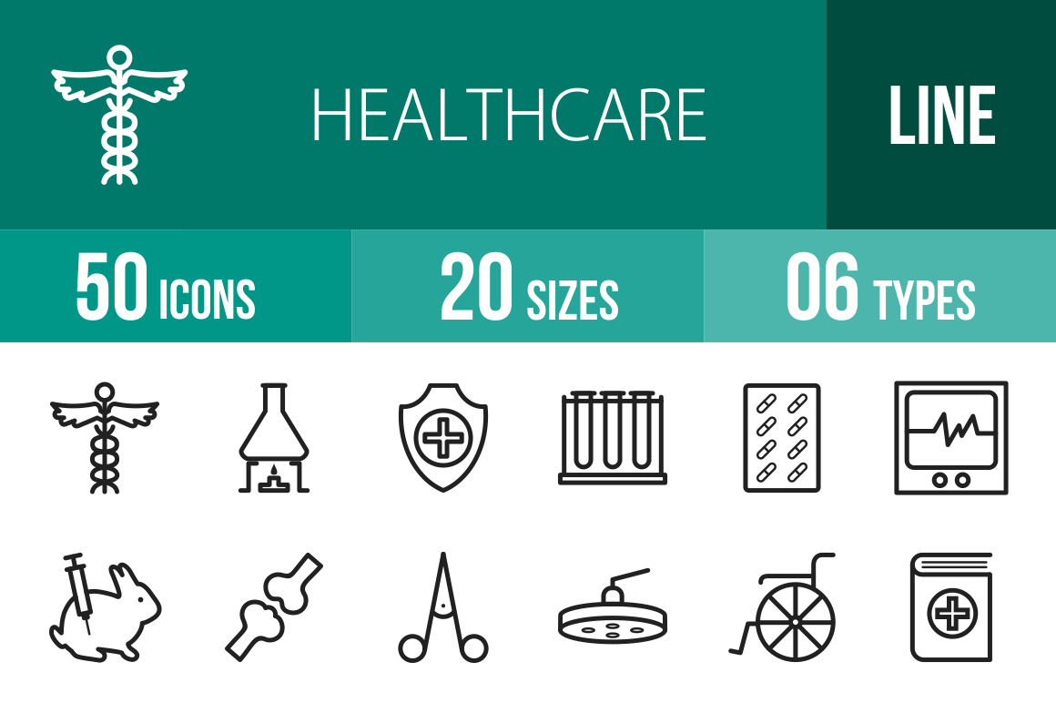 50 Healthcare Line Icons - Overview - IconBunny