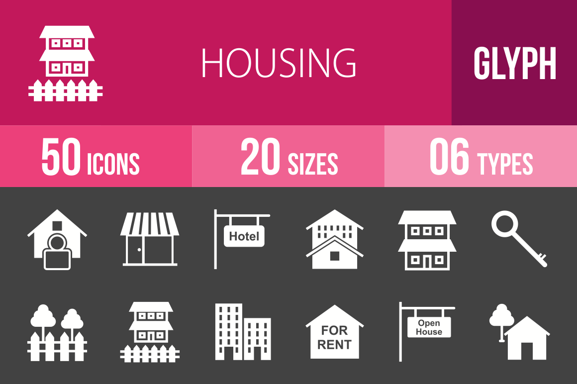 50 Housing Glyph Inverted Icons - Overview - IconBunny