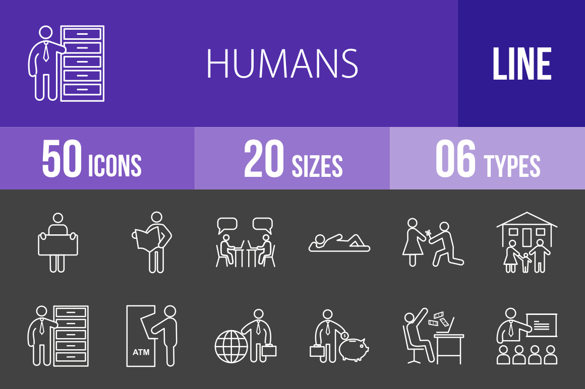 50 Humans Line Inverted Icons - Overview - IconBunny