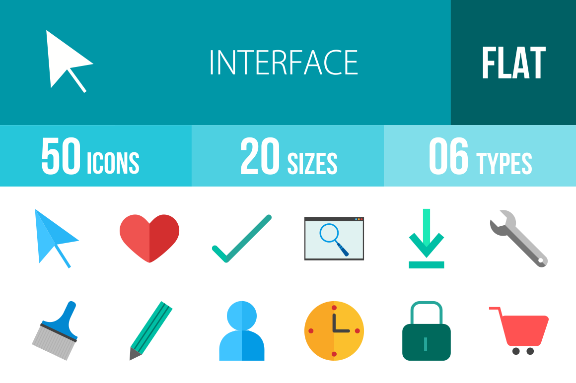 50 Interface Flat Multicolor Icons - Overview - IconBunny