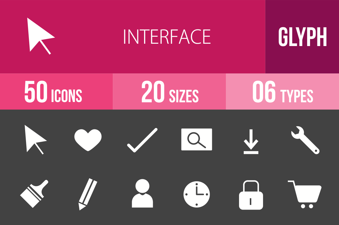 50 Interface Glyph Inverted Icons - Overview - IconBunny