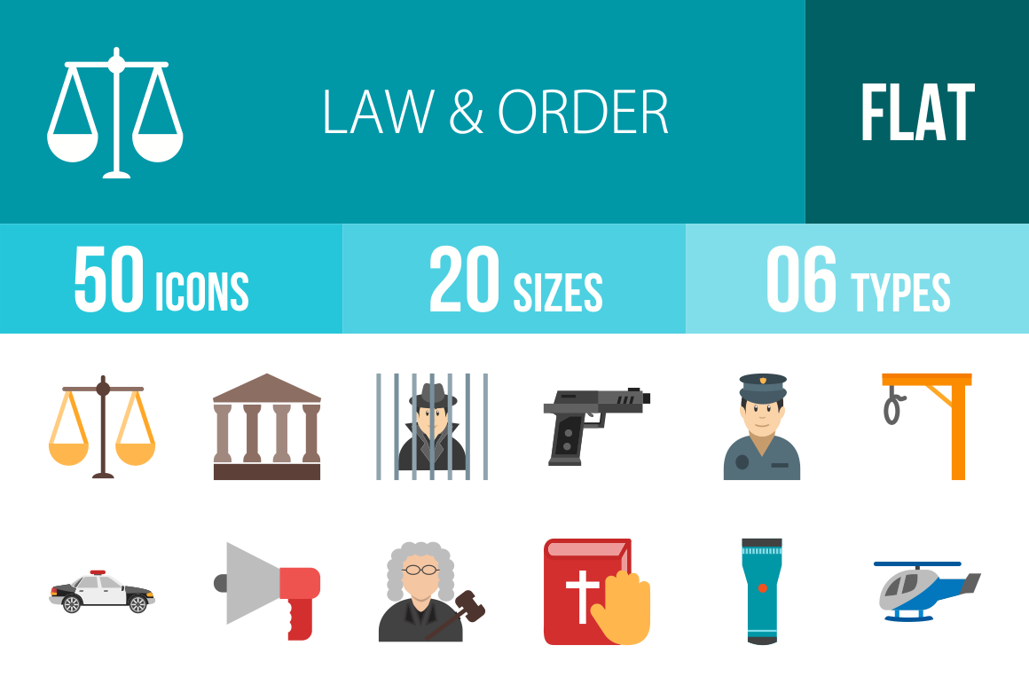 50 Law & Order Flat Multicolor Icons - Overview - IconBunny