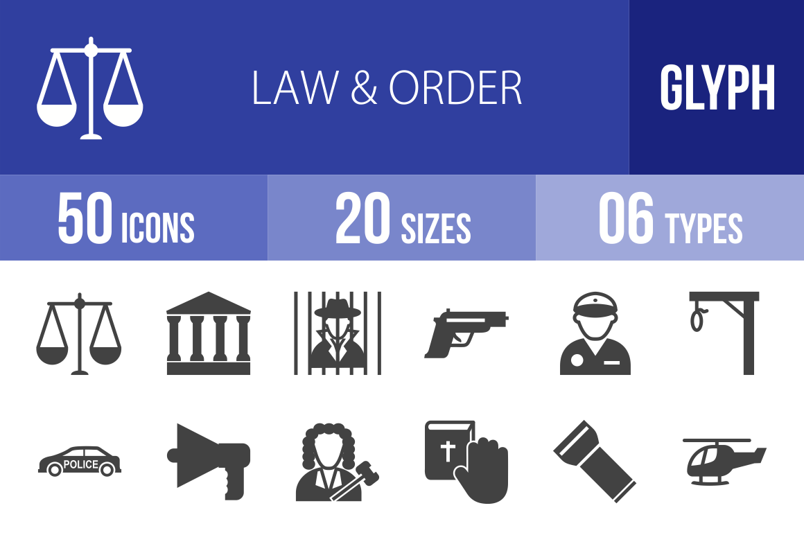 50 Law & Order Glyph Icons - Overview - IconBunny
