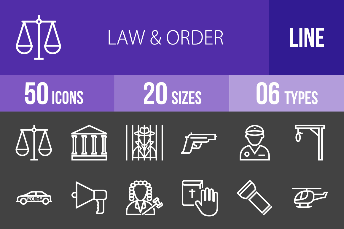 50 Law & Order Line Inverted Icons - Overview - IconBunny