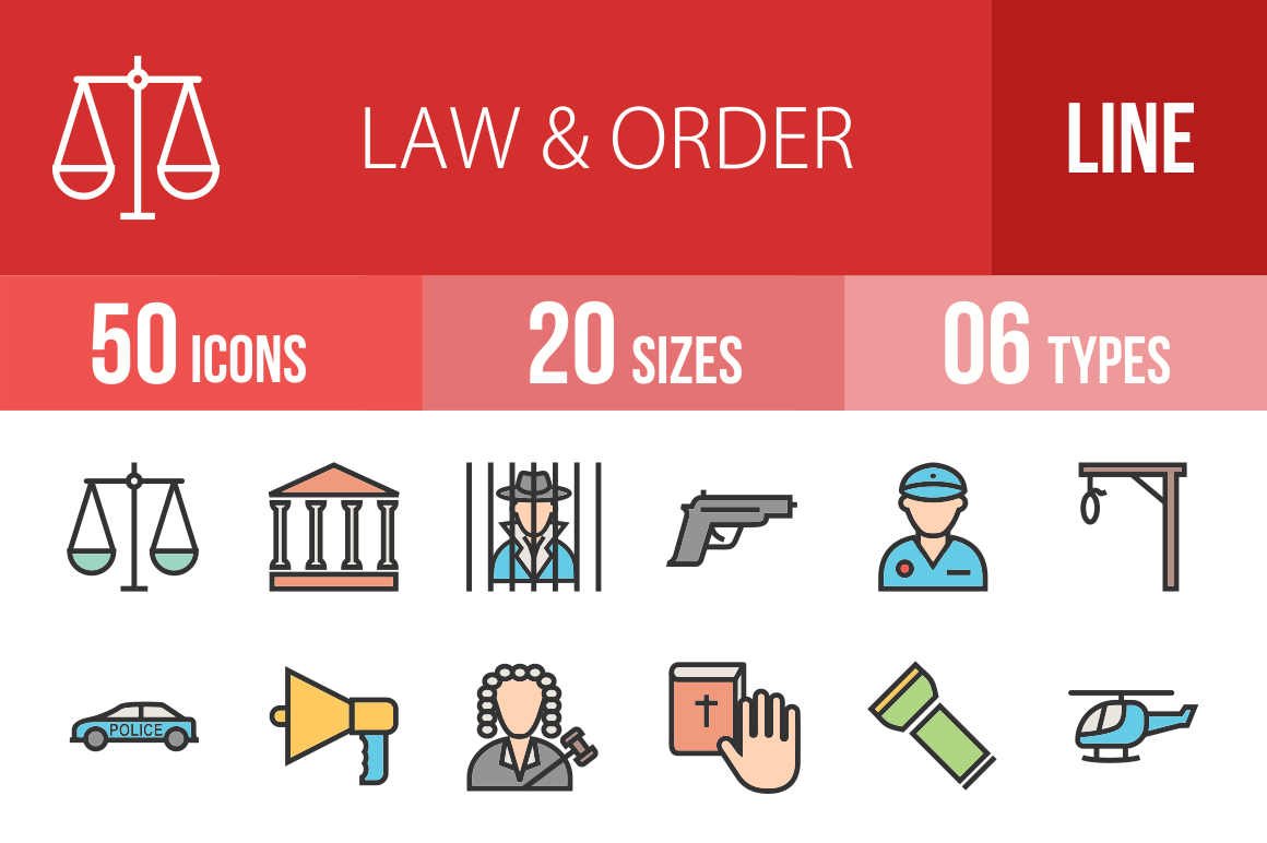 50 Law & Order Line Multicolor Filled Icons - Overview - IconBunny