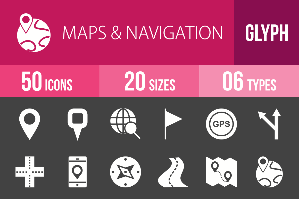50 Maps & Navigation Glyph Inverted Icons - Overview - IconBunny