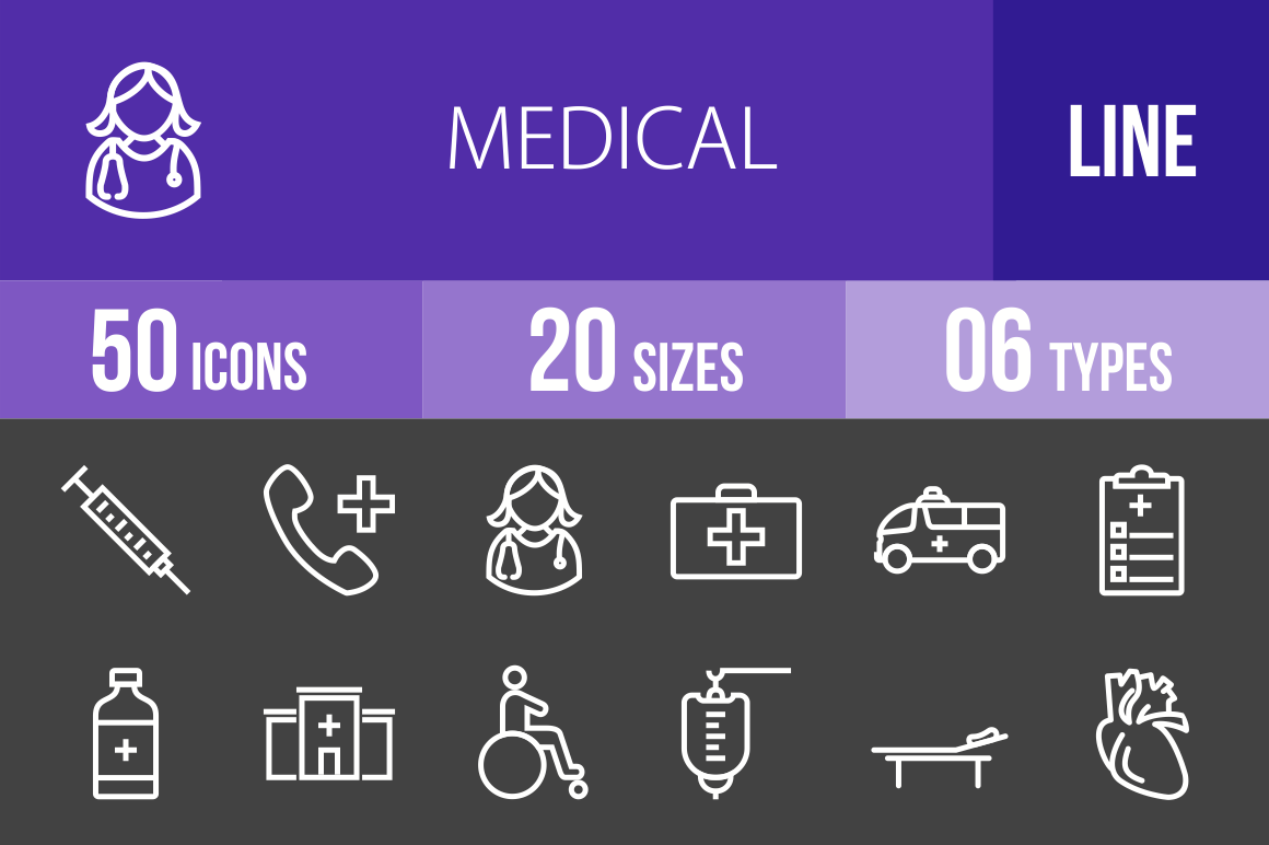 50 Medical Line Inverted Icons - Overview - IconBunny