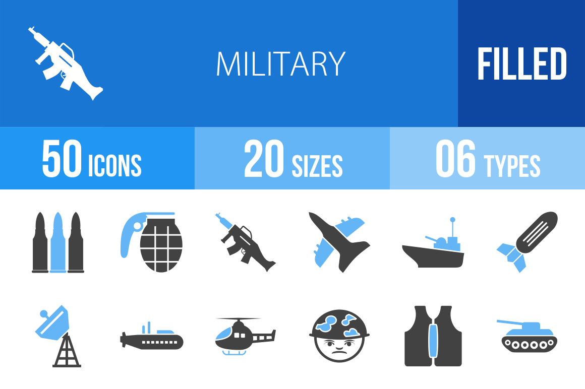 50 Military Blue & Black Icons - Overview - IconBunny