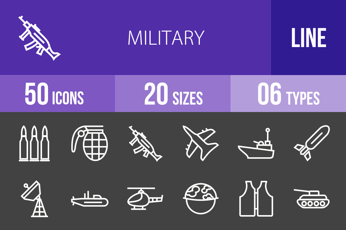 50 Military Line Inverted Icons - Overview - IconBunny