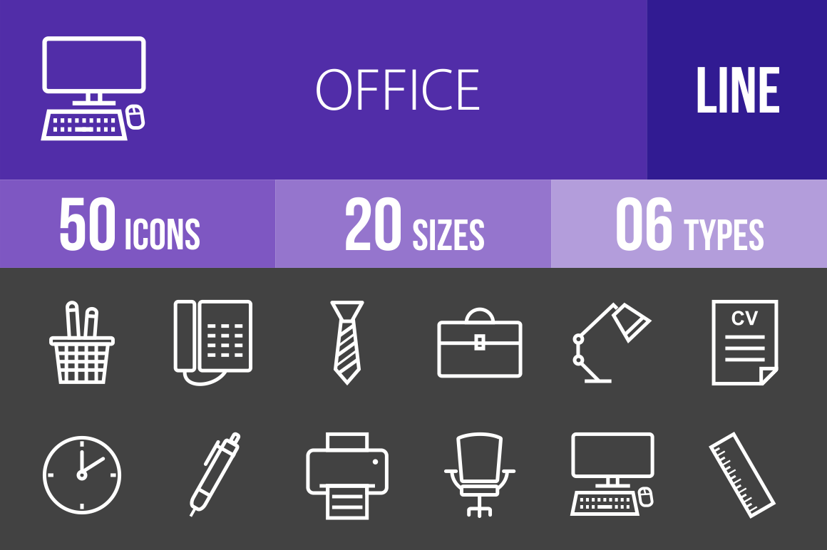 50 Office Line Inverted Icons - Overview - IconBunny
