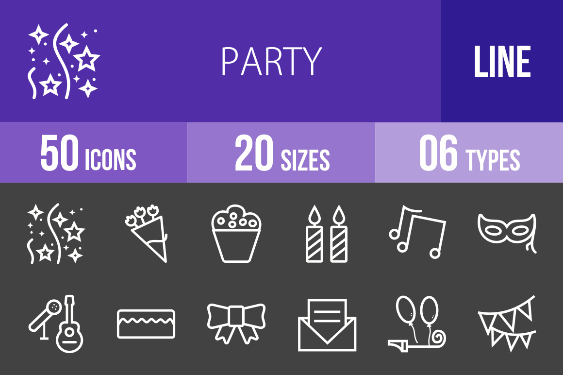 50 Party Line Inverted Icons - Overview - IconBunny