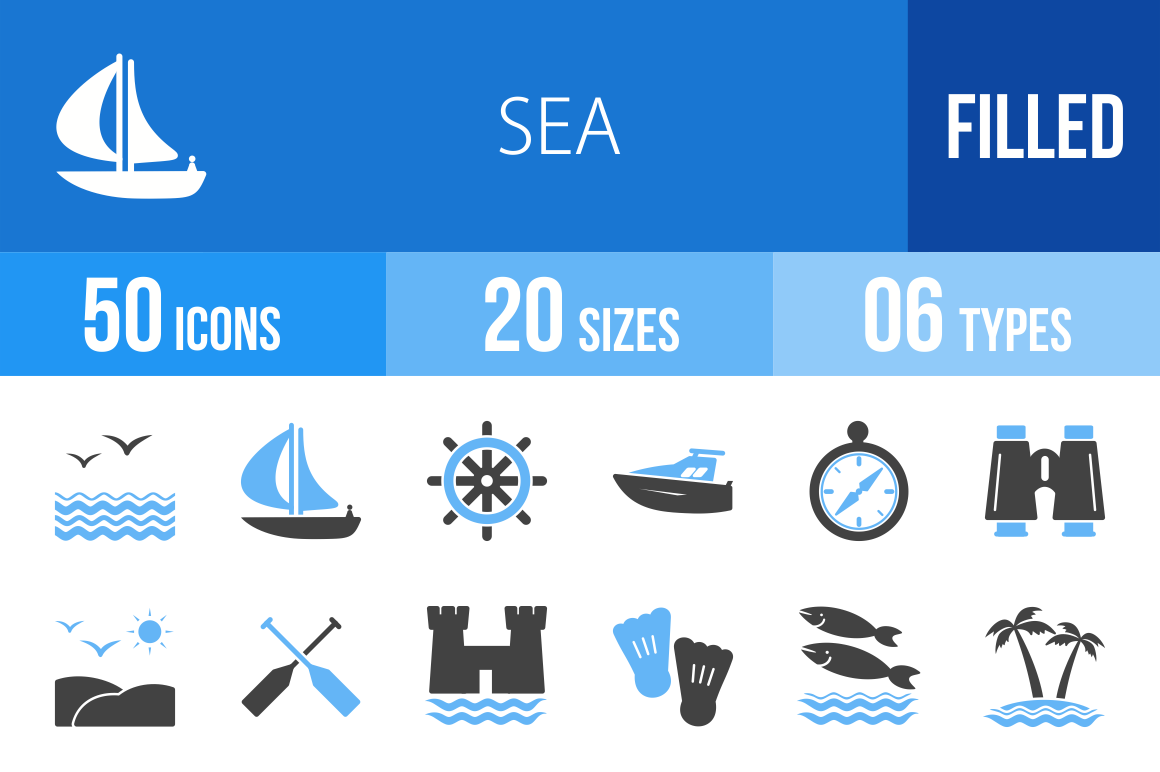 50 Sea Blue Black Icons - Overview - IconBunny