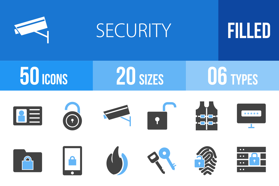 50 Security Blue Black Icons - Overview - IconBunny