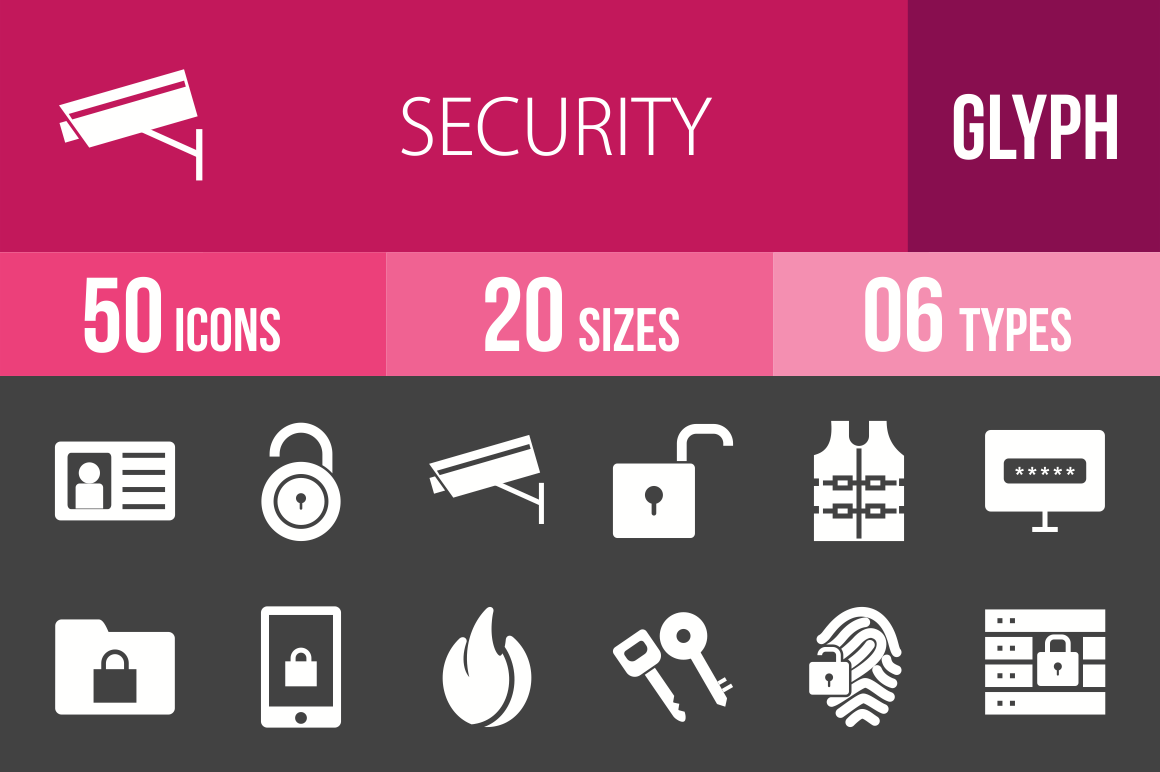 50 Security Glyph Inverted Icons - Overview - IconBunny