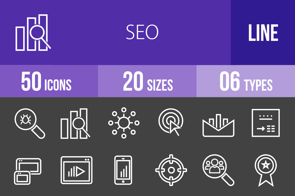 50 SEO Line Inverted Icons - Overview - IconBunny