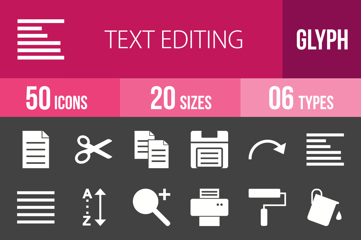 50 Text Editing Glyph Inverted Icons - Overview - IconBunny