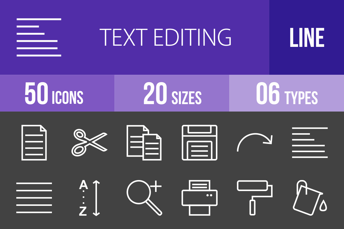 50 Text Editing Line Inverted Icons - Overview - IconBunny