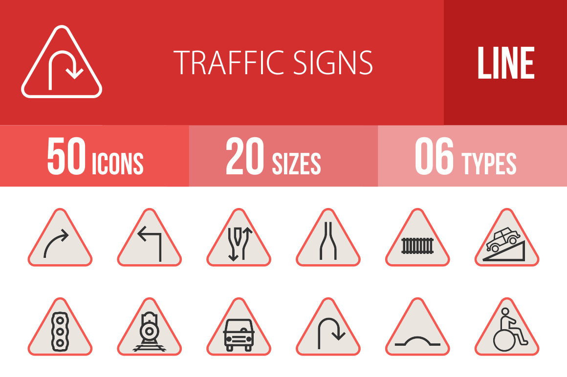 50 Traffic Signs Line Multicolor Filled Icons - Overview - IconBunny