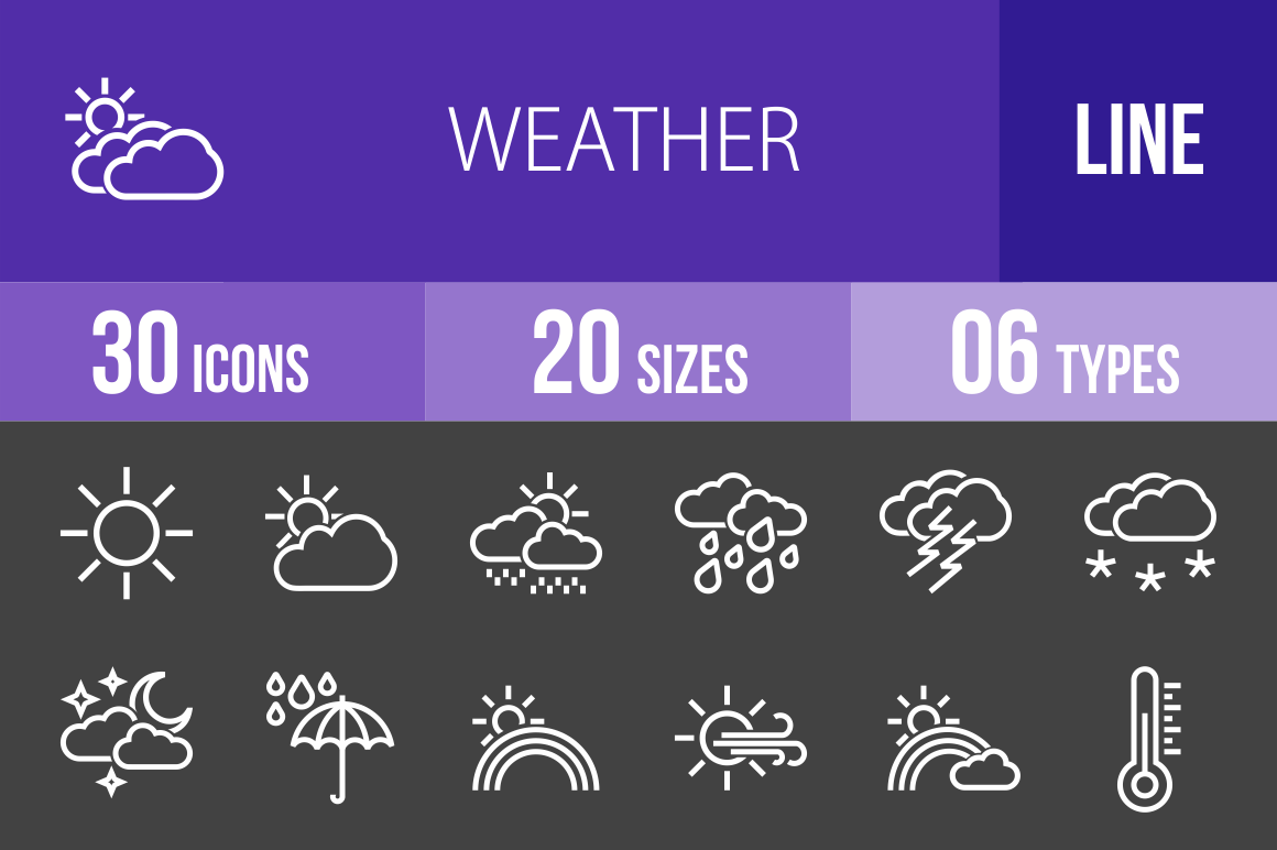 30 Weather Line Inverted Icons - Overview - IconBunny