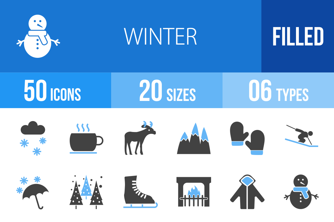 50 Winter Blue Black Icons - Overview - IconBunny