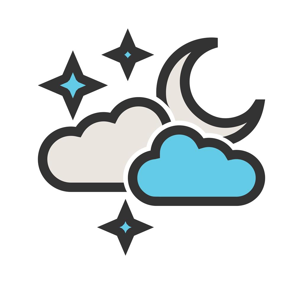 Cloudy with moon Line Filled Icon - IconBunny