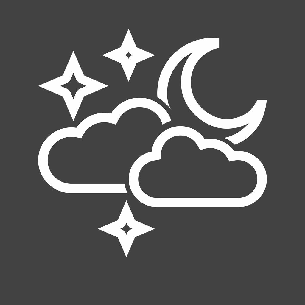 Cloudy with moon Line Inverted Icon - IconBunny