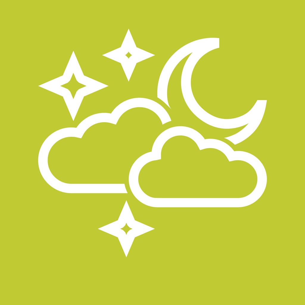 Cloudy with moon Line Multicolor B/G Icon - IconBunny