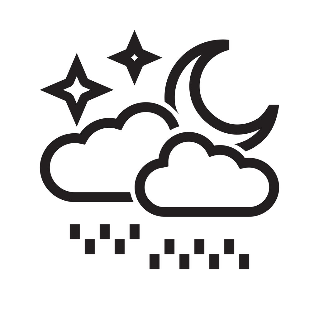 Rainy cloud with moon Line Icon - IconBunny