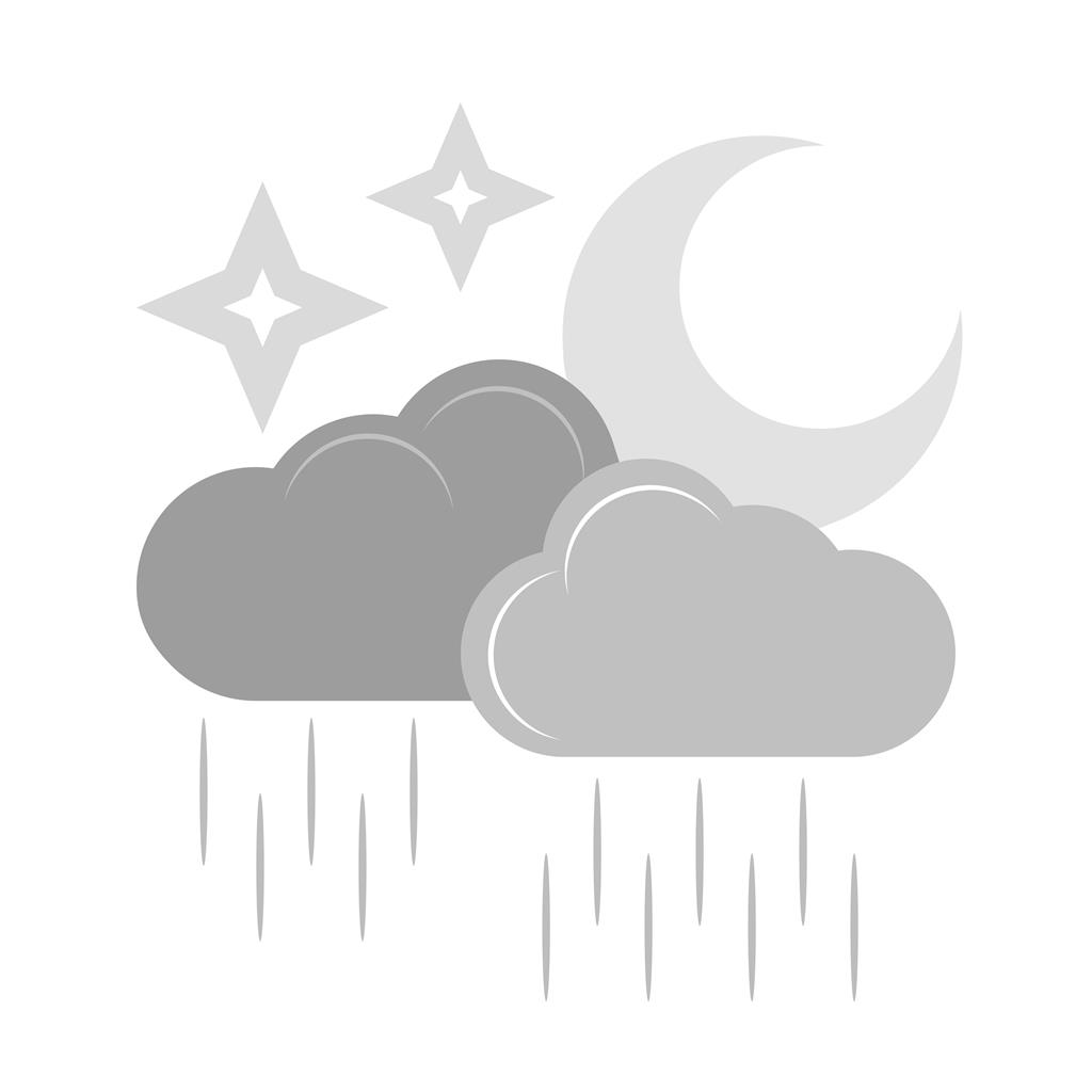 Rainy cloud with moon Greyscale Icon - IconBunny