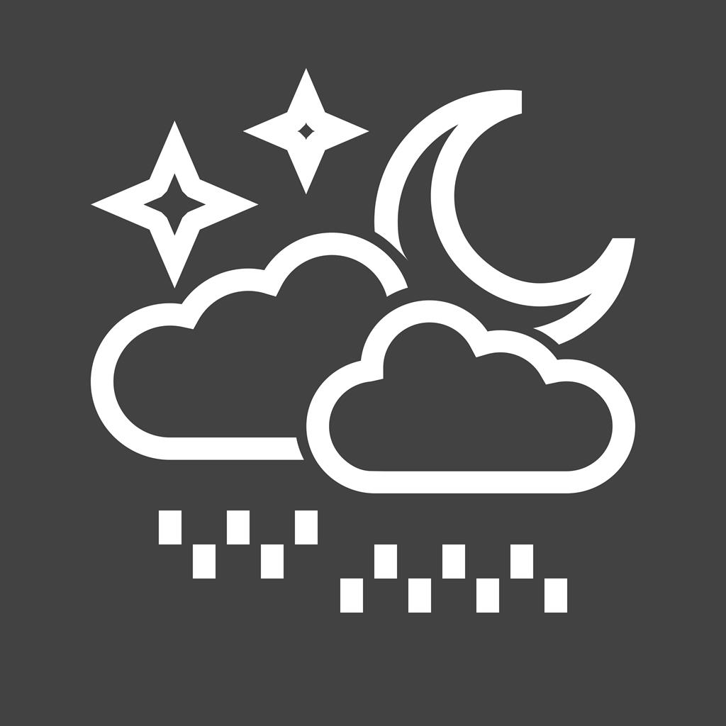 Rainy cloud with moon Line Inverted Icon - IconBunny