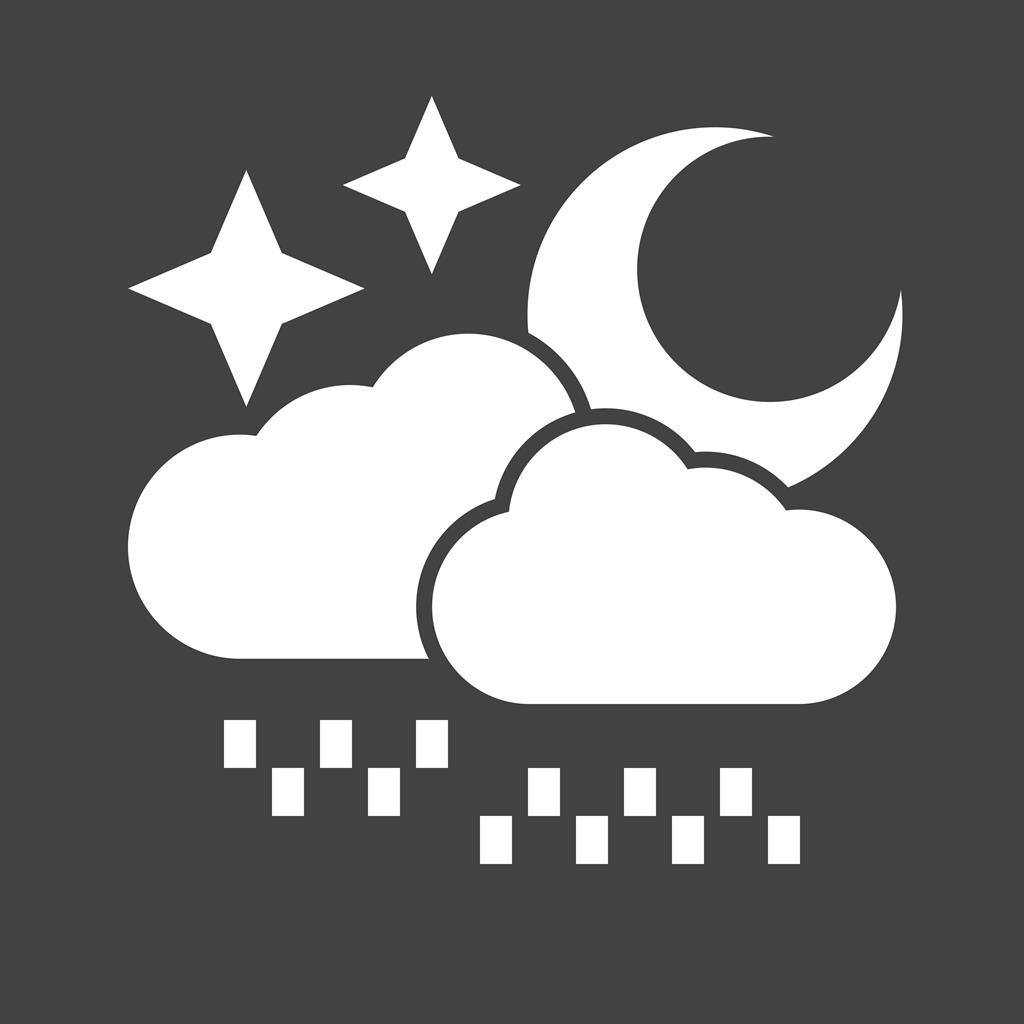 Rainy cloud with moon Glyph Inverted Icon - IconBunny