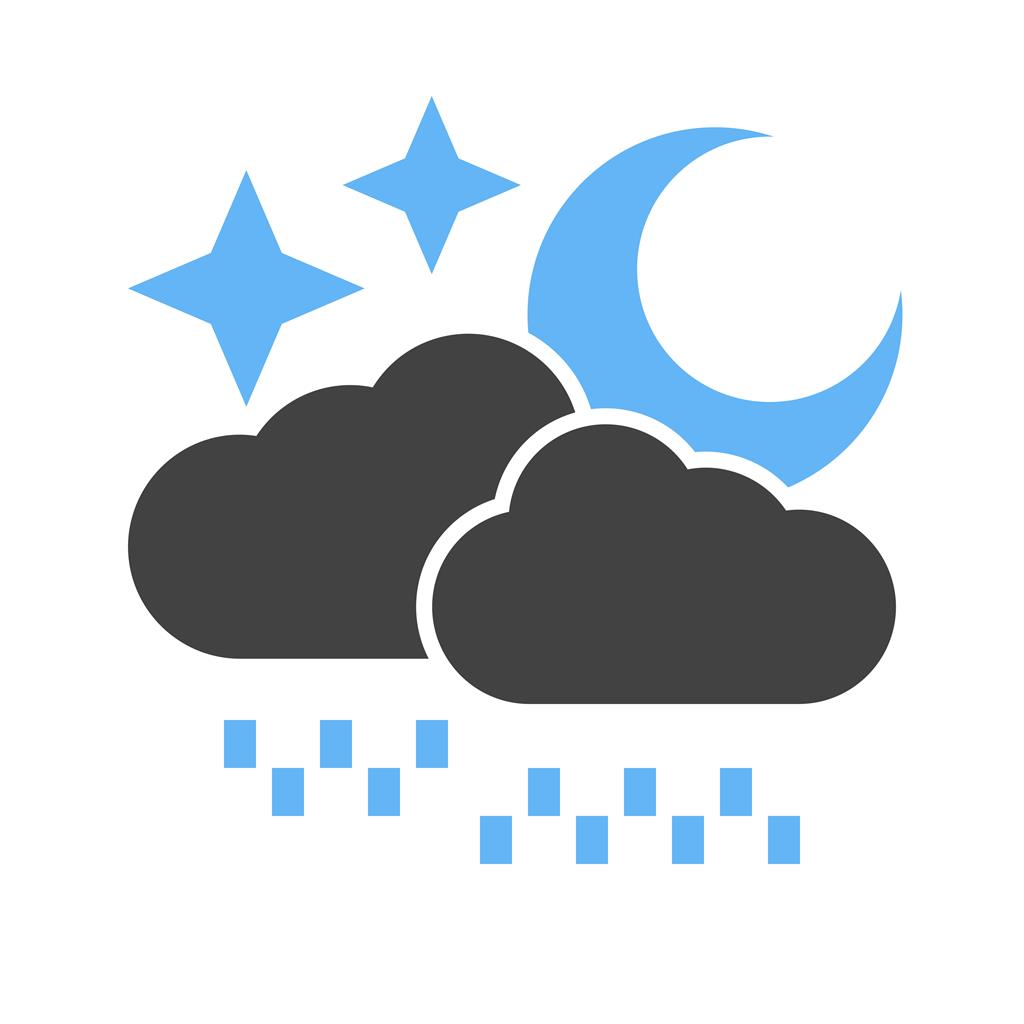 Rainy cloud with moon Blue Black Icon - IconBunny