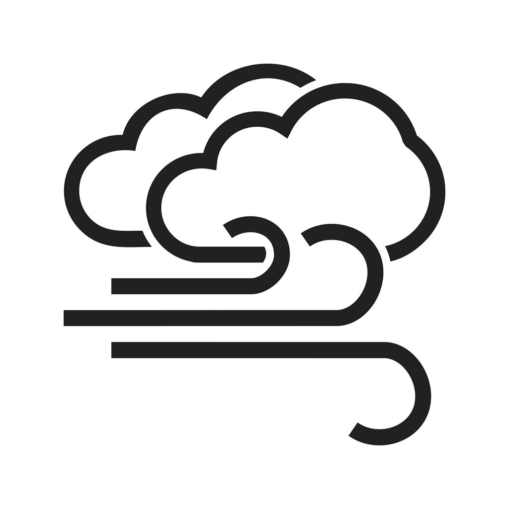Windy + Cloudy Line Icon - IconBunny