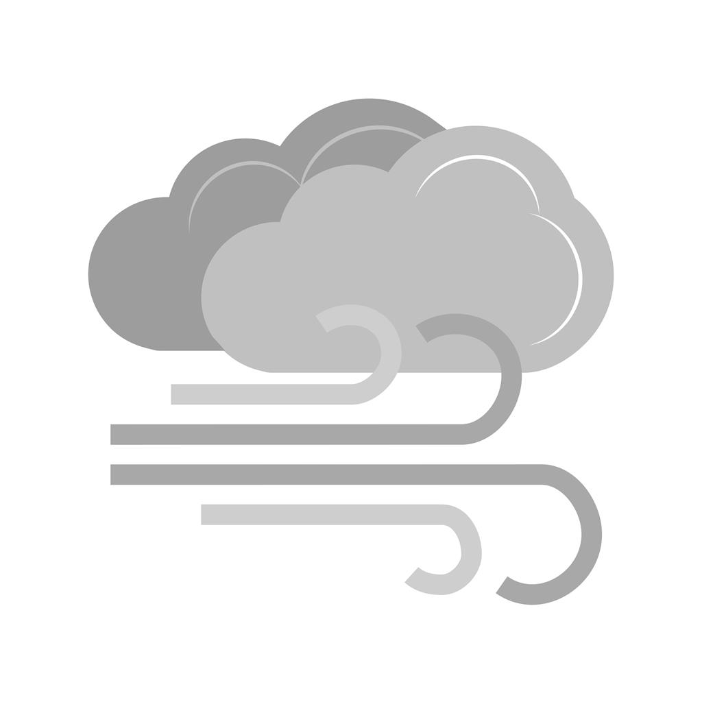 Windy + Cloudy Greyscale Icon - IconBunny