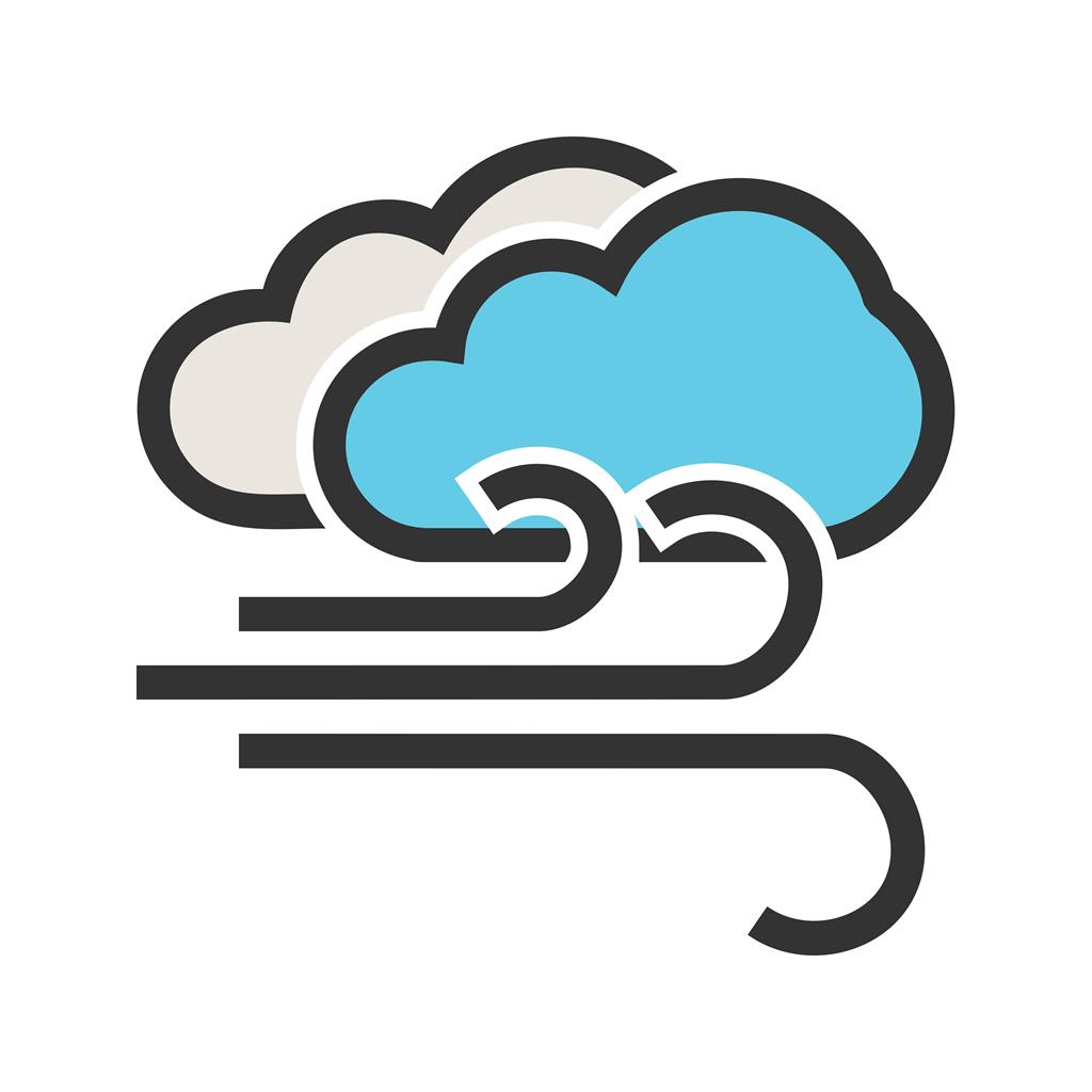 Windy + Cloudy Line Filled Icon - IconBunny