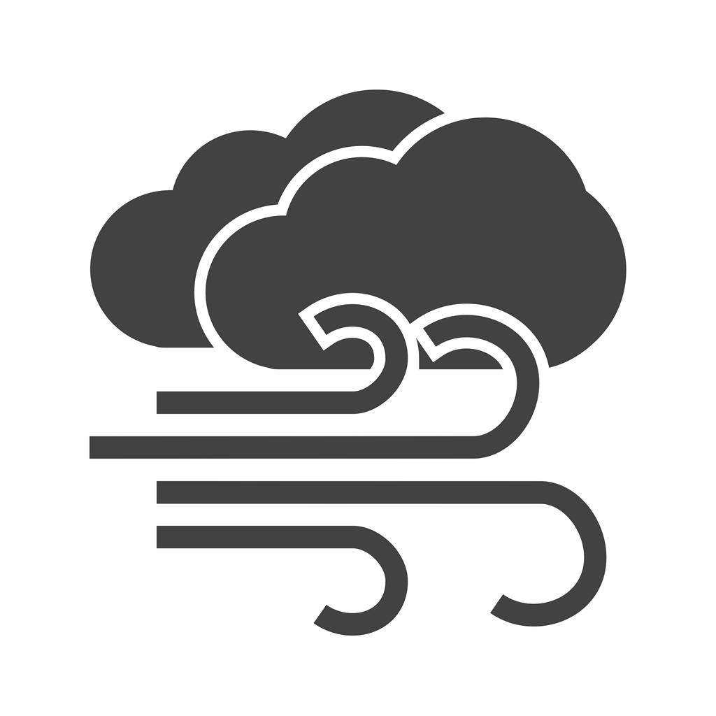 Windy + Cloudy Glyph Icon - IconBunny